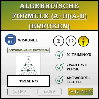 Trimino: Algebruïsche formule (A+B)(A-B) (breuken), ontbinding