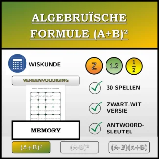 Memory: Algebruïsche formule (A+B)², vereenvoudiging