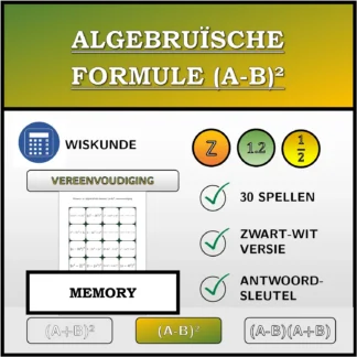 Memory: Algebruïsche formule (A-B)², vereenvoudiging