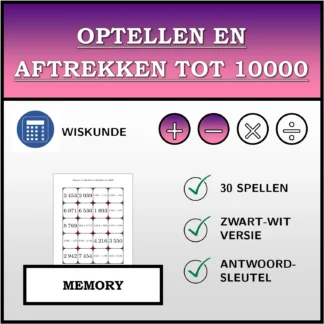 Memory: Optellen en aftrekken tot 10000