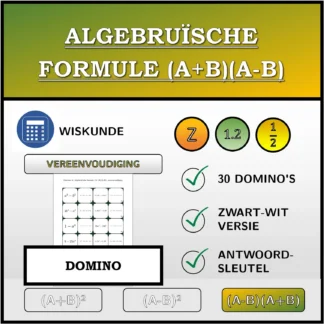 Domino: Algebruïsche formule (A+B)(A-B), vereenvoudiging