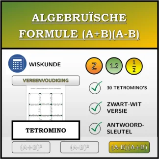 Tetromino: Algebruïsche formule (A+B)(A-B), vereenvoudiging