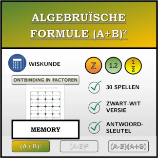 Memory: Algebruïsche formule (A+B)², ontbinding