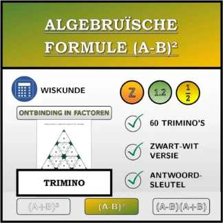 Trimino: Algebruïsche formule (A-B)², ontbinding