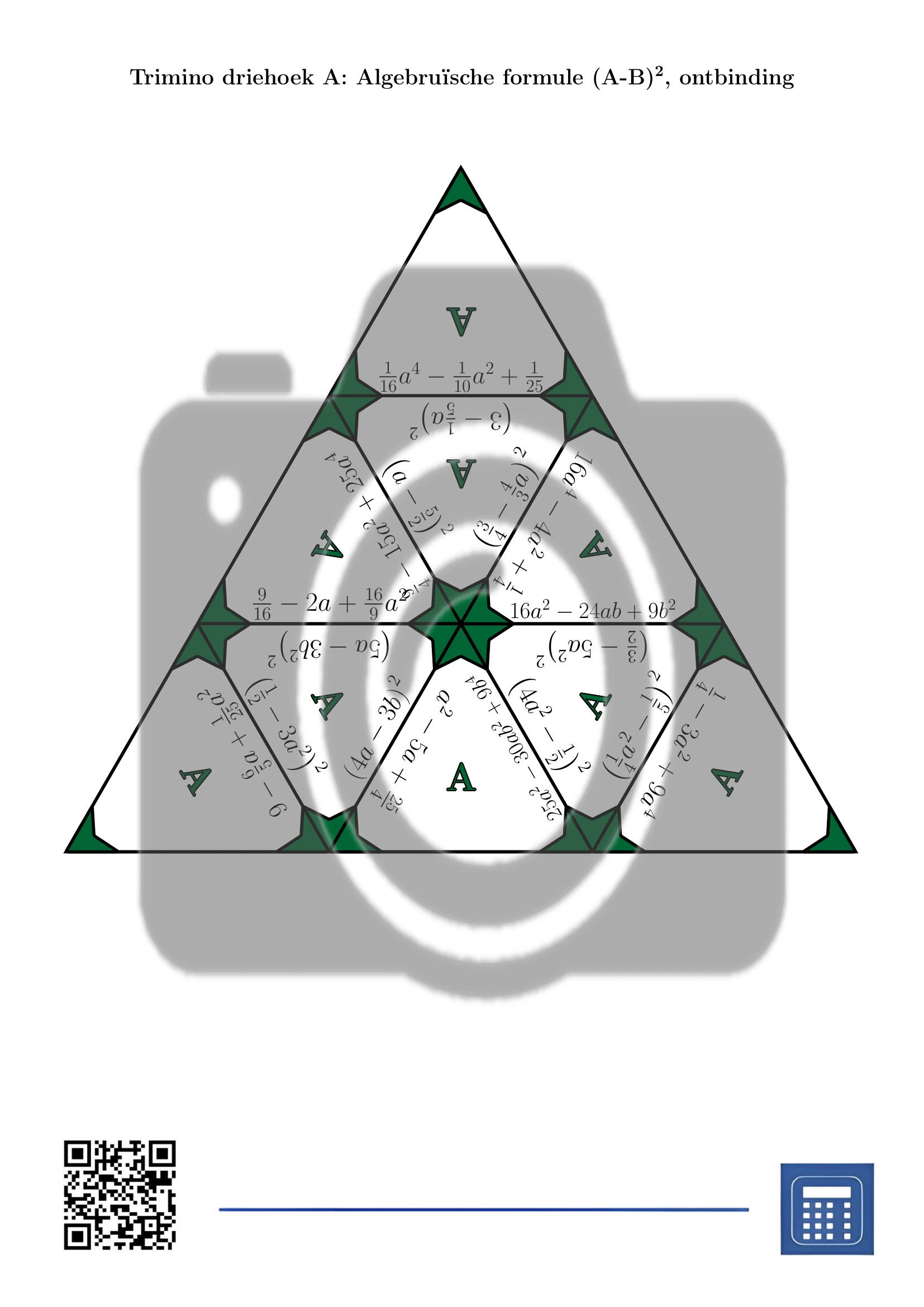 Trimino: Algebruïsche formule (A-B)², ontbinding - Afbeelding 2