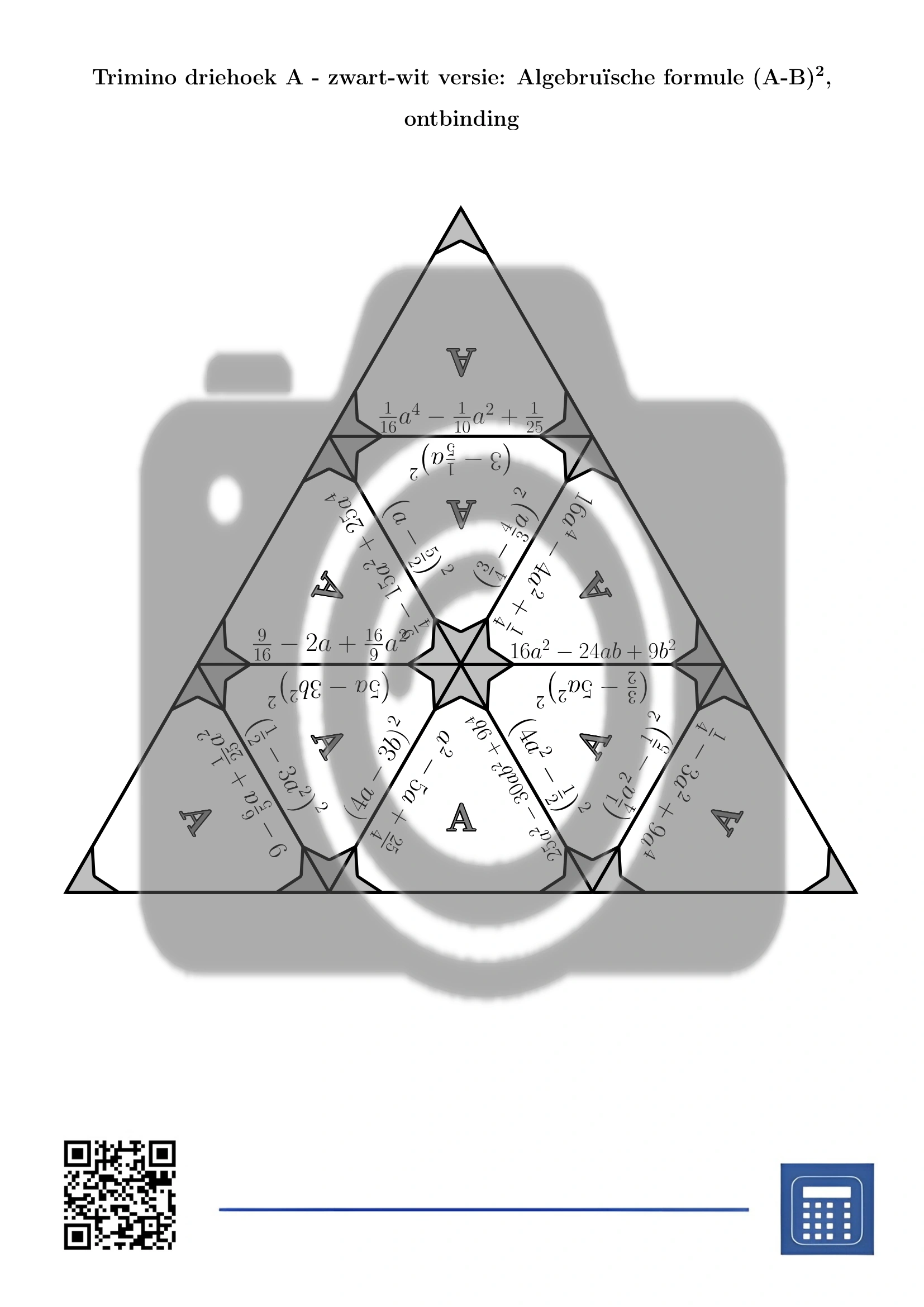 Trimino: Algebruïsche formule (A-B)², ontbinding - Afbeelding 3