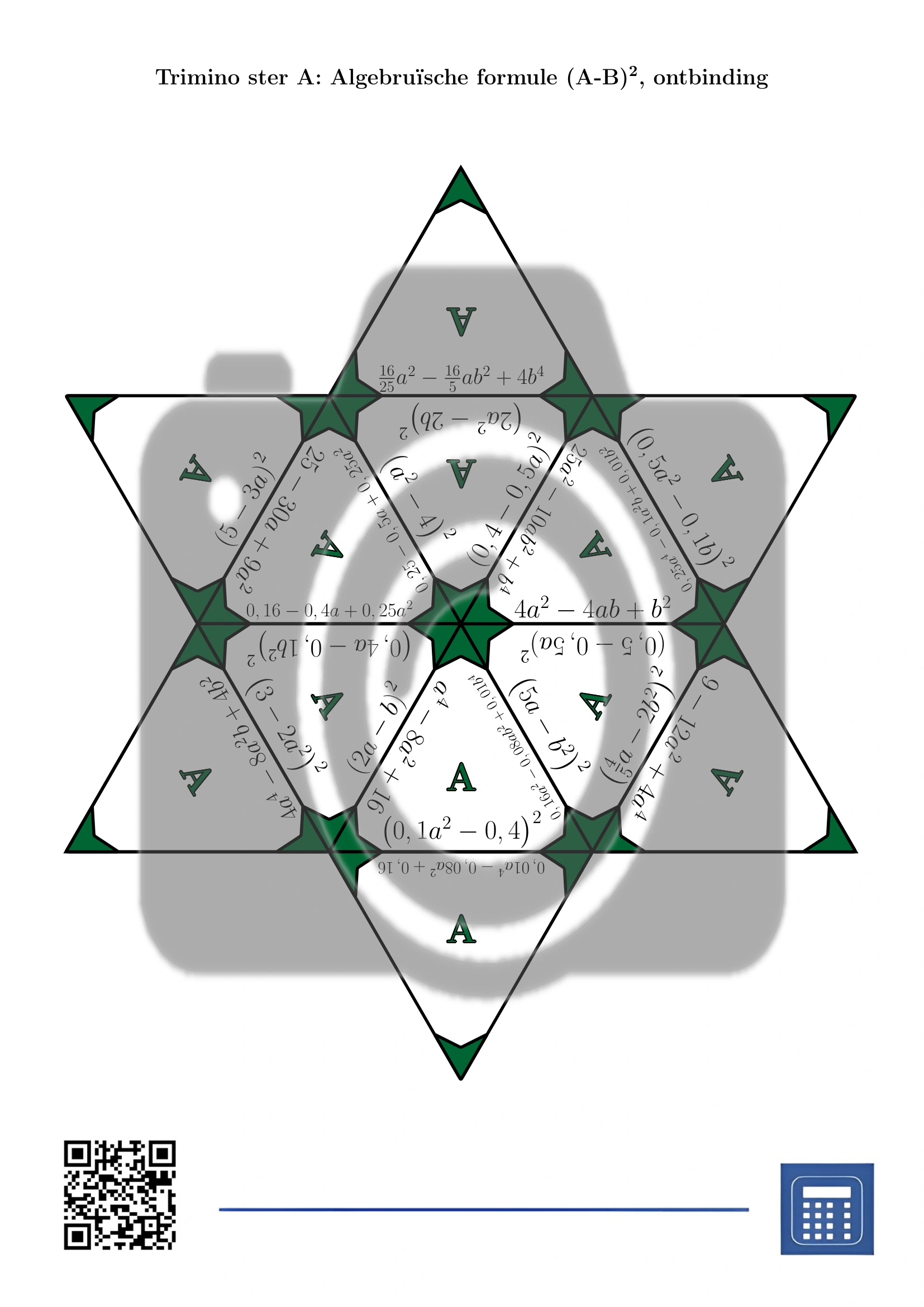Trimino: Algebruïsche formule (A-B)², ontbinding - Afbeelding 4