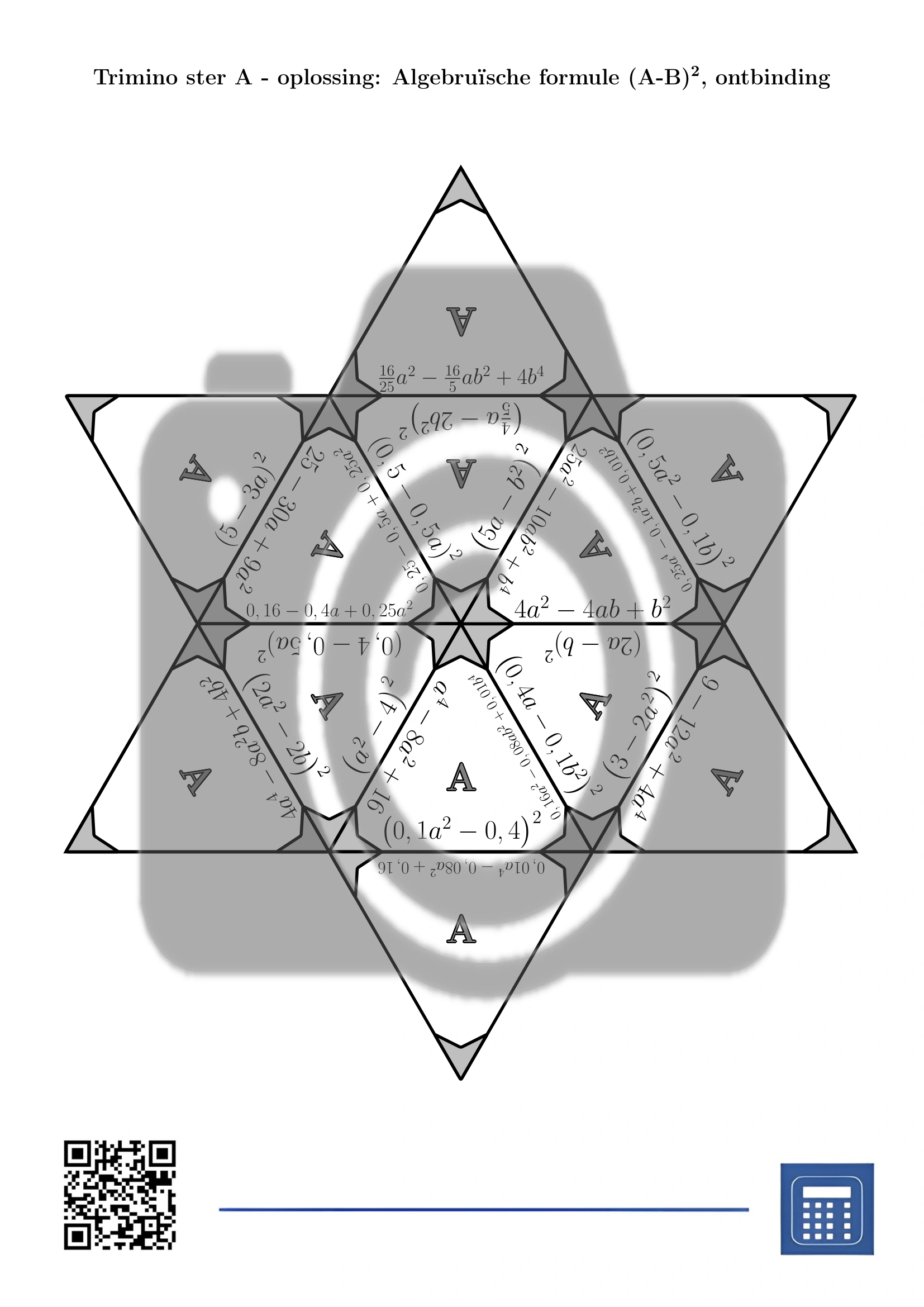 Trimino: Algebruïsche formule (A-B)², ontbinding - Afbeelding 7