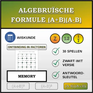 Memory: Algebruïsche formule (A+B)(A-B), ontbinding