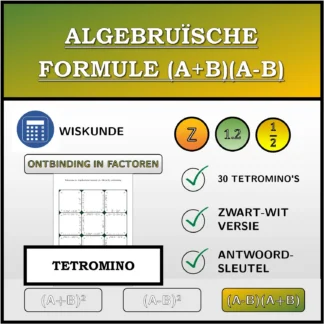 Tetromino: Algebruïsche formule (A+B)(A-B), ontbinding