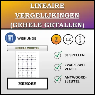 Memory: Lineaire vergelijkingen (gehele getallen), gehele oplossing