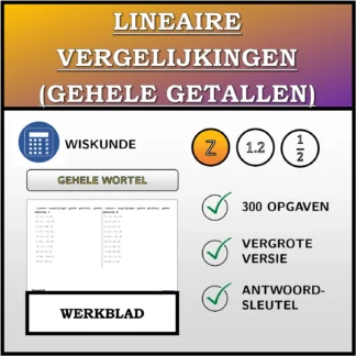 Werkblad: Lineaire vergelijkingen (gehele getallen), gehele oplossing