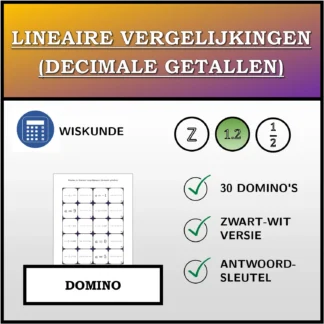 Domino: Lineaire vergelijkingen (decimale getallen)