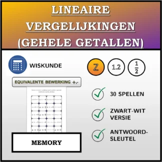 Memory: Lineaire vergelijkingen (gehele getallen), equivalente transformatie (optellen, aftrekken)