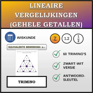 Trimino: Lineaire vergelijkingen (gehele getallen), equivalente transformatie (optellen, aftrekken)