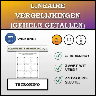 Tetromino: Lineaire vergelijkingen (gehele getallen), equivalente transformatie (vermenigvuldigen, delen)