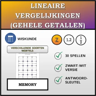 Memory: Lineaire vergelijkingen (gehele getallen), verschillende soorten oplossingen