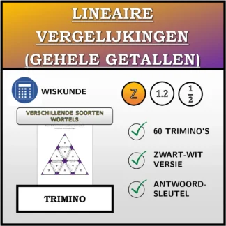 Trimino: Lineaire vergelijkingen (gehele getallen), verschillende soorten oplossingen