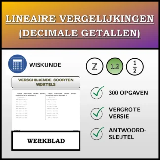 Werkblad: Lineaire vergelijkingen (decimale getallen), verschillende soorten oplossingen