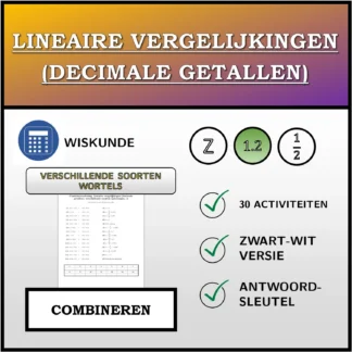 Combineeroefening: Lineaire vergelijkingen (decimale getallen), verschillende soorten oplossingen