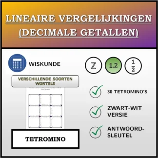 Tetromino: Lineaire vergelijkingen (decimale getallen), verschillende soorten oplossingen