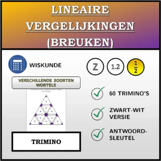 Trimino: Lineaire vergelijkingen (breuken), verschillende soorten oplossingen