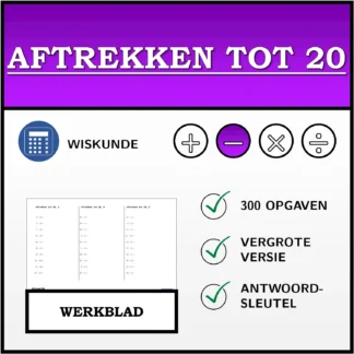 Werkblad: Aftrekken tot 20