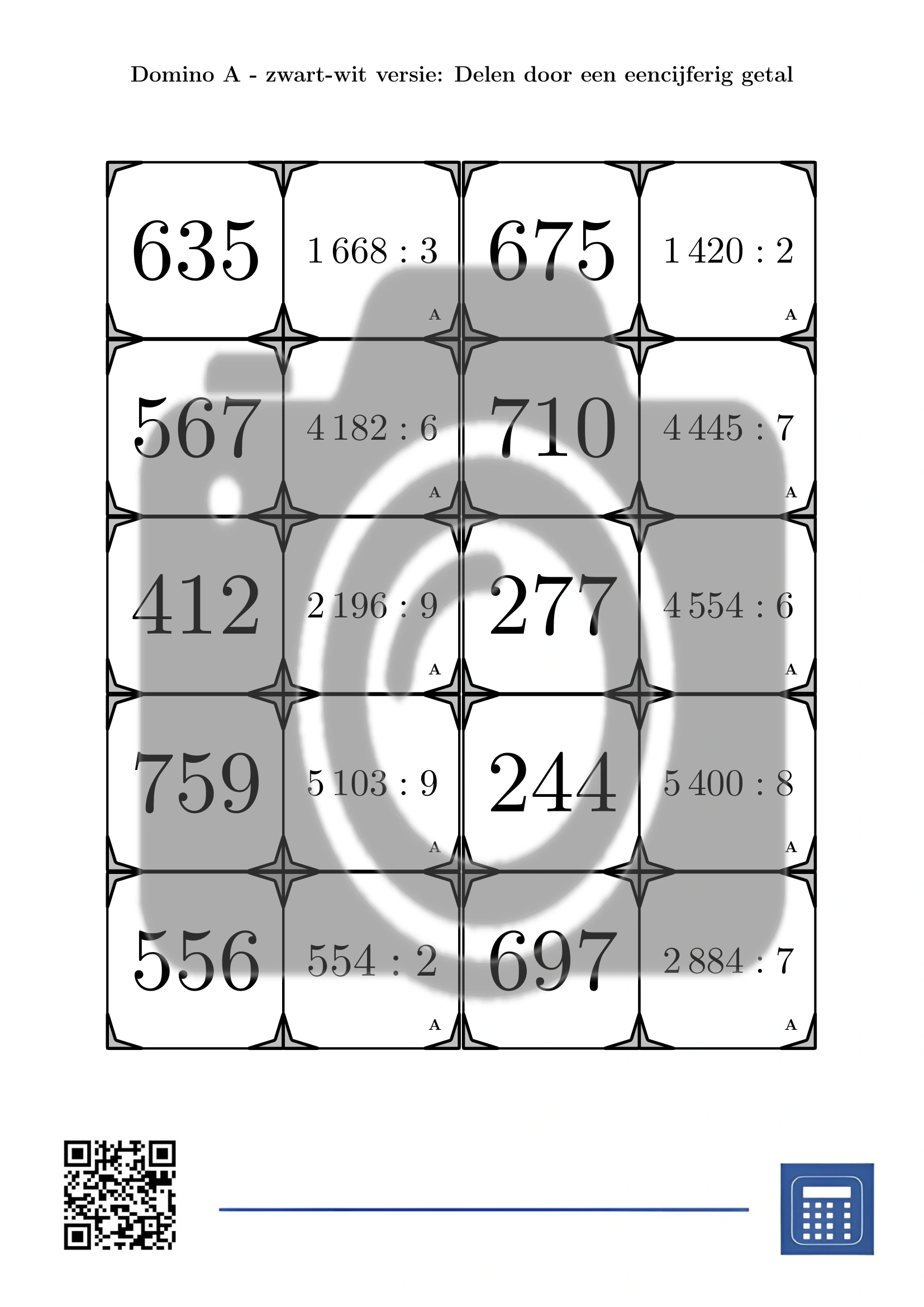Domino: Delen door een eencijferig getal - Afbeelding 3