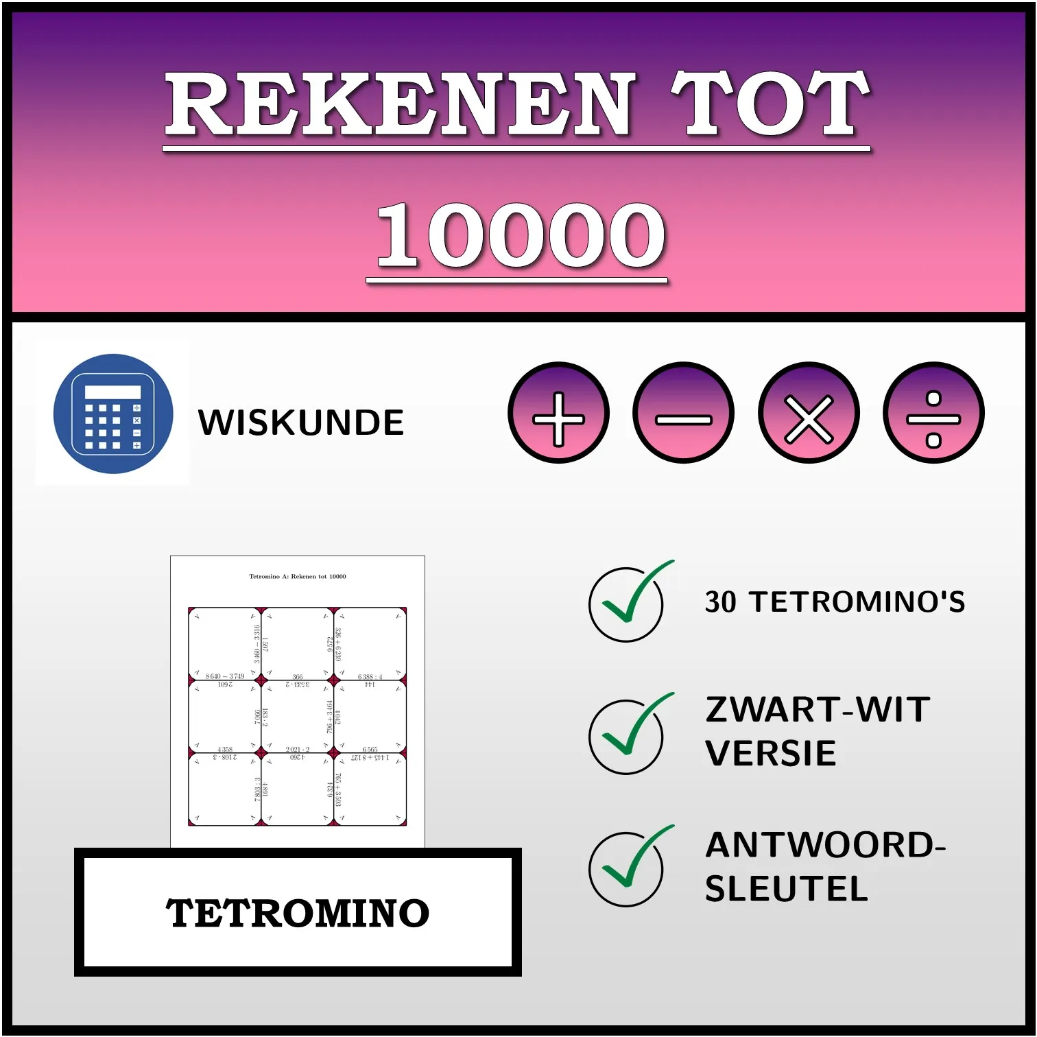 Tetromino: Rekenen tot 10000