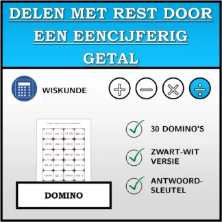 Domino: Delen met rest door een eencijferig getal