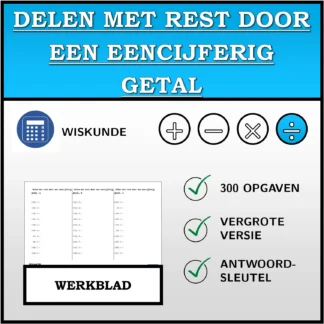 Werkblad: Delen met rest door een eencijferig getal