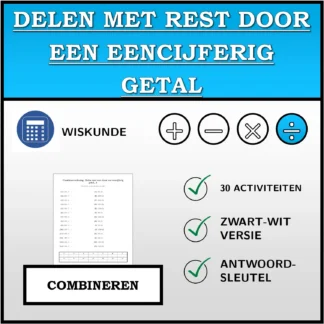 Combineeroefening: Delen met rest door een eencijferig getal