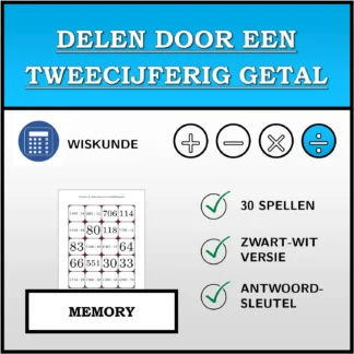 Memory: Delen door een tweecijferig getal