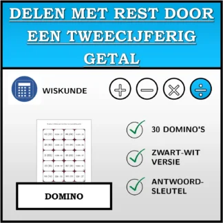 Domino: Delen met rest door een tweecijferig getal