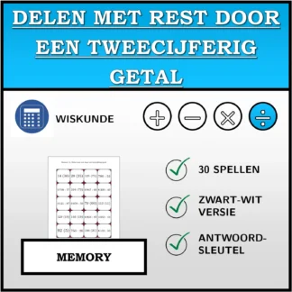 Memory: Delen met rest door een tweecijferig getal