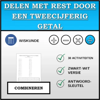 Combineeroefening: Delen met rest door een tweecijferig getal