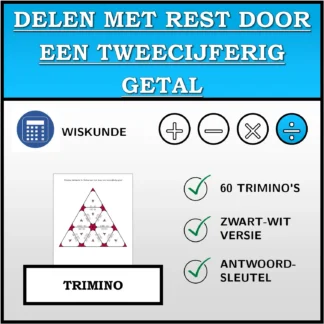 Trimino: Delen met rest door een tweecijferig getal