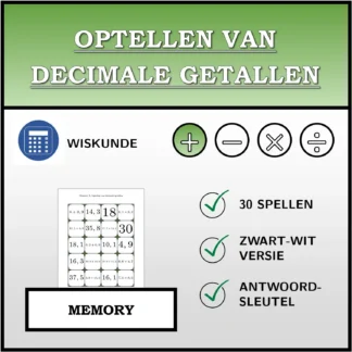 Memory: Optellen van decimale getallen