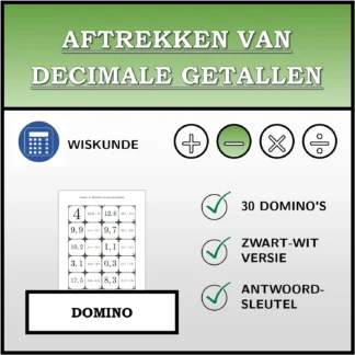 Domino: Aftrekken van decimale getallen