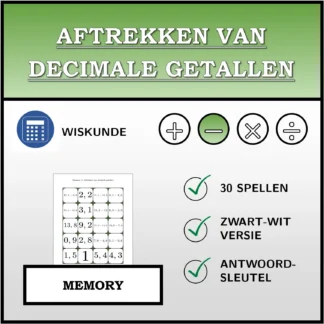 Memory: Aftrekken van decimale getallen