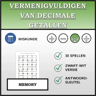 Memory: Vermenigvuldigen van decimale getallen