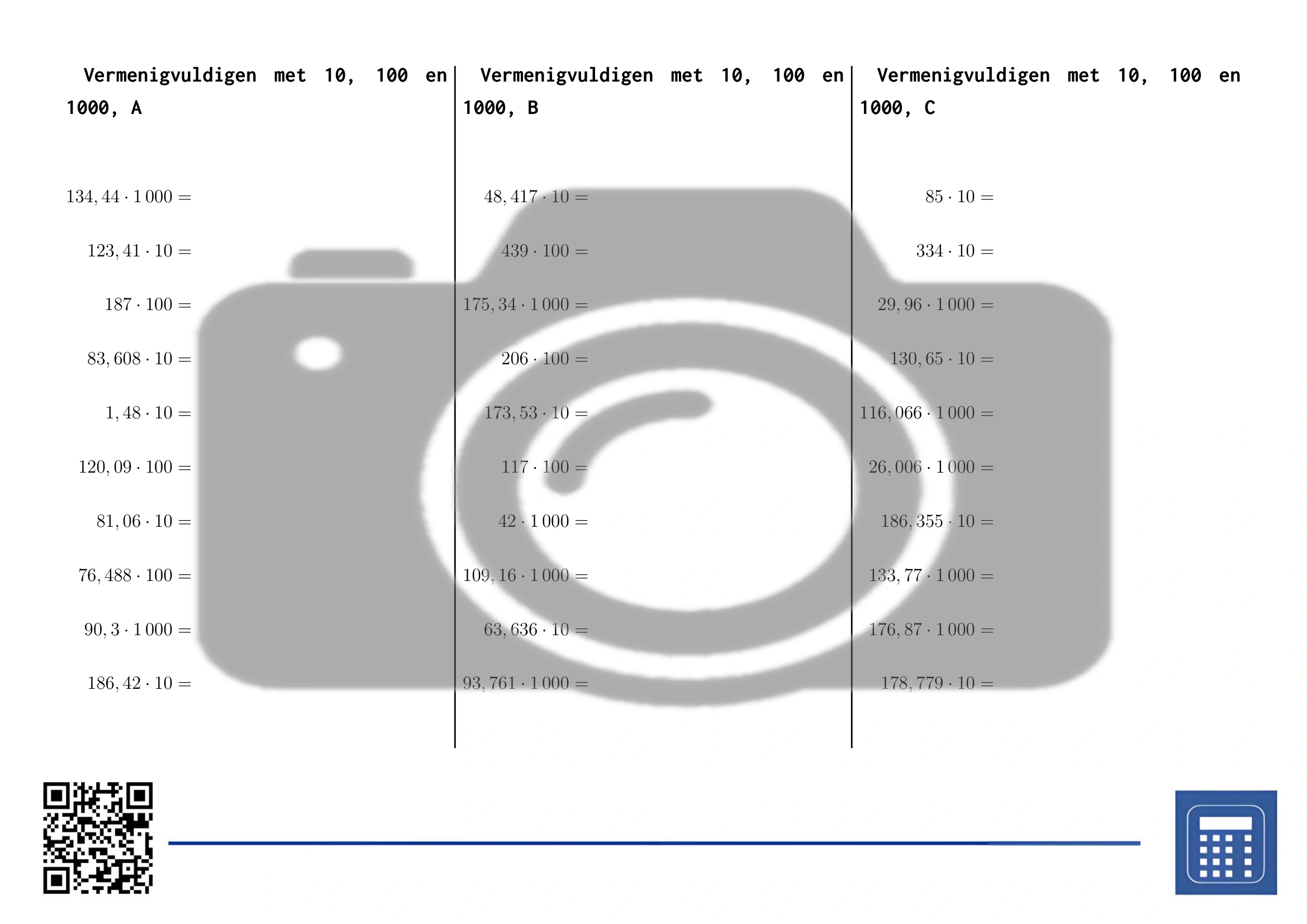 Werkblad: Vermenigvuldigen met 10, 100 en 1000 - Afbeelding 2