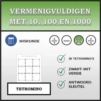 Tetromino: Vermenigvuldigen met 10, 100 en 1000