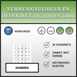 Domino: Vermenigvuldigen en delen met 10, 100 en 1000