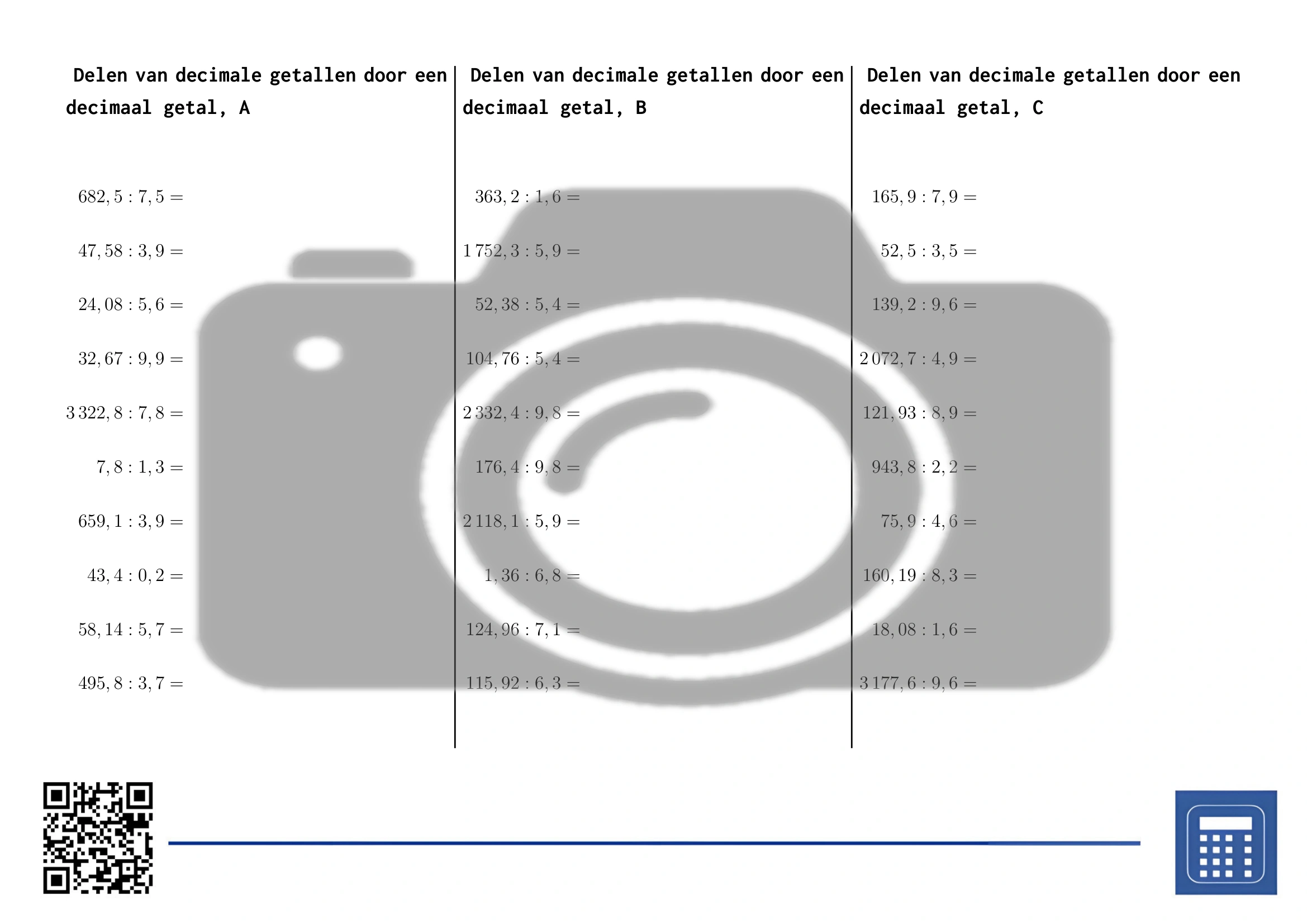 Werkblad: Delen van decimale getallen door een decimaal getal - Afbeelding 2