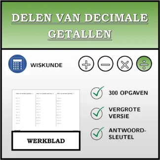 Werkblad: Delen van decimale getallen