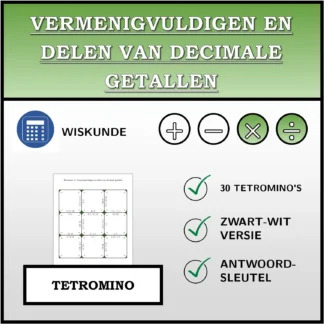 Tetromino: Vermenigvuldigen en delen van decimale getallen