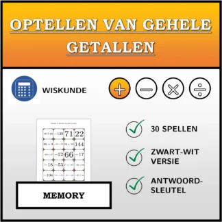 Memory: Optellen van gehele getallen