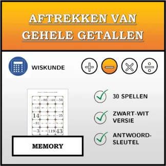 Memory: Aftrekken van gehele getallen