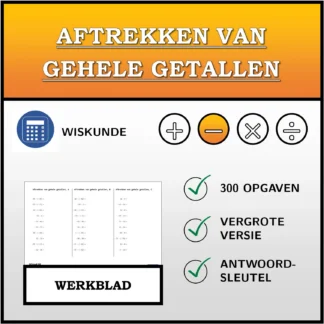 Werkblad: Aftrekken van gehele getallen